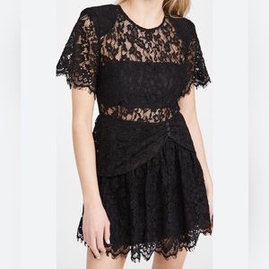 Self Portrait Fine Cord Sleeve Mini Dress